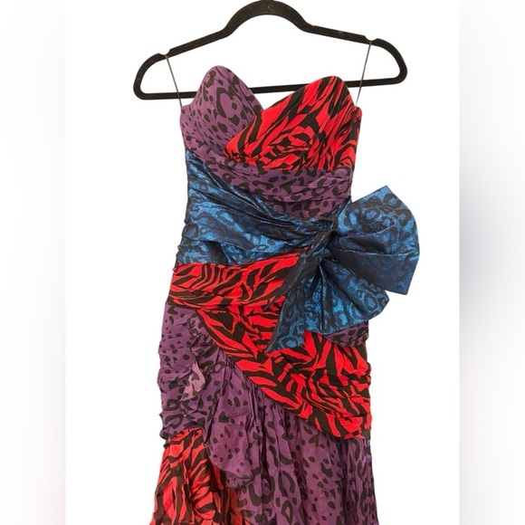 Faith Connexion Color Block Animal Print Strapless Gown High Low Gown Size XS/S - Picture 3 of 6